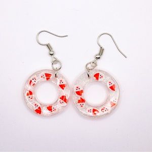 Glitter Santa Claus Sprinkles 1” Resin Earrings with silver Hardware